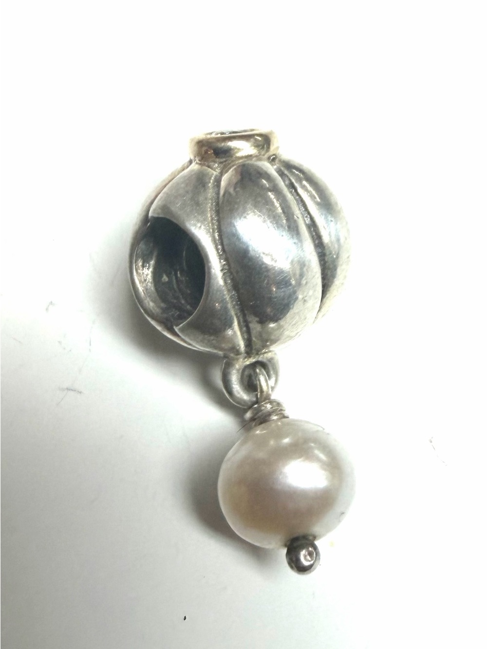 Pandora Sterling Silver 14K CZ Blooming Pearl Dangle Charm 790402CZ Retired